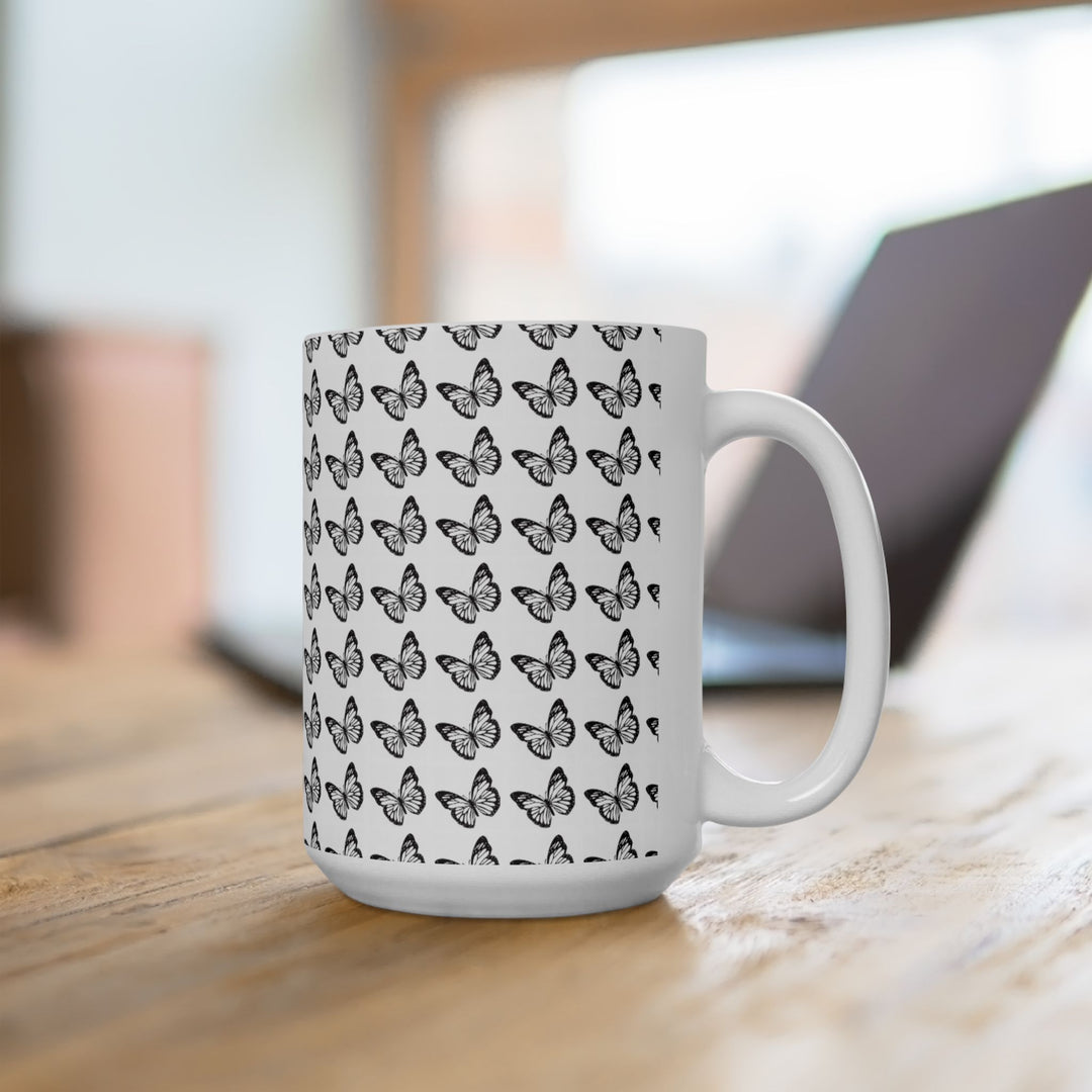 Butterfly Pattern Ceramic Mug - Elegant Gift for Nature Lovers