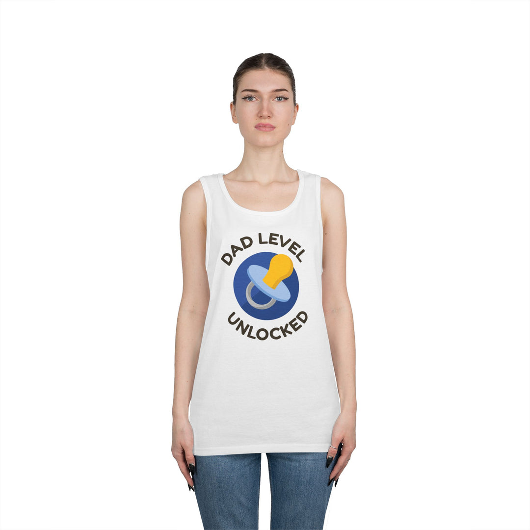 Dad Level Unlocked Tank Top - Unisex Heavy Cotton Sleeveless Shirt for New Dads