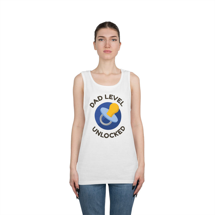 Dad Level Unlocked Tank Top - Unisex Heavy Cotton Sleeveless Shirt for New Dads