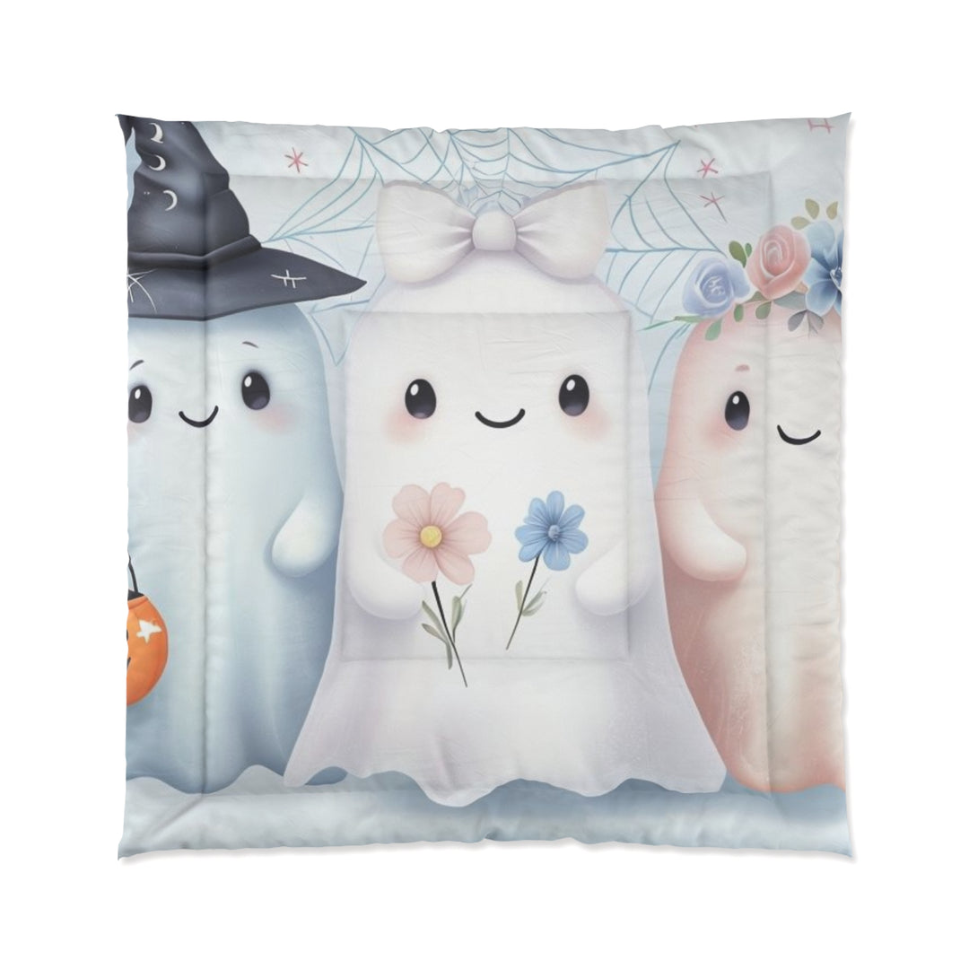Cute & Cursed Ghost Comforter | Spooky Bedding for Halloween | Cozy Bedroom Decor | Kids' Room | Whimsical Home Accents