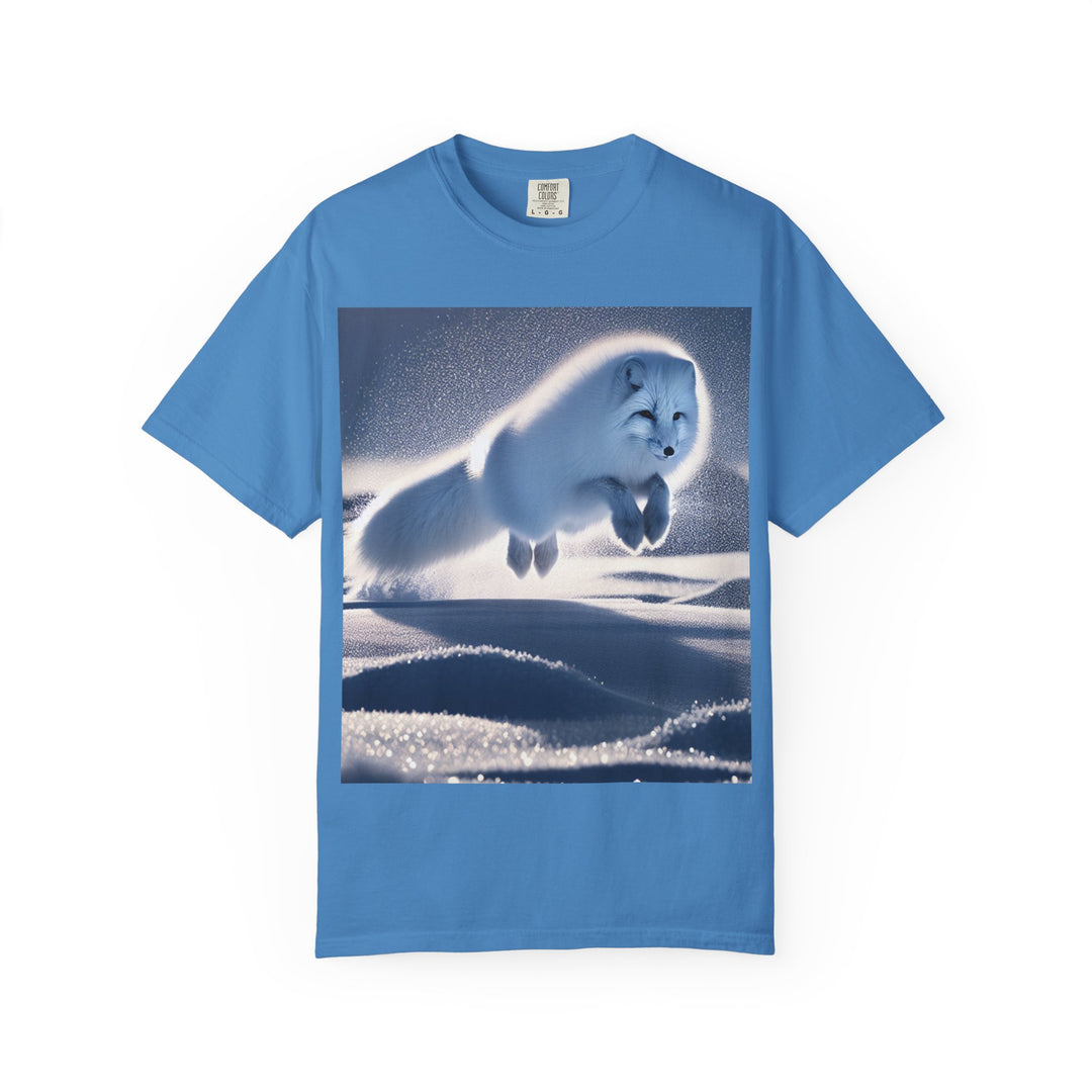 Snow Fox Jumping Unisex Garment-Dyed T-Shirt