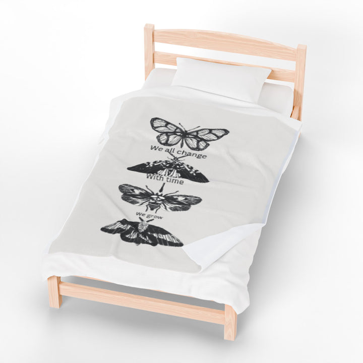 Transformative Moth Plush Blanket, Cozy Gift, Home Décor, Soft Throw, Inspirational Quotes, Birthday, Housewarming