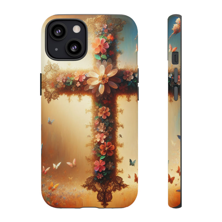 Floral Cross Phone Case, Tough Cases for Christians, Religious Gifts, Cute Floral Accessories, Chic Phone Cover, Spring Vibes