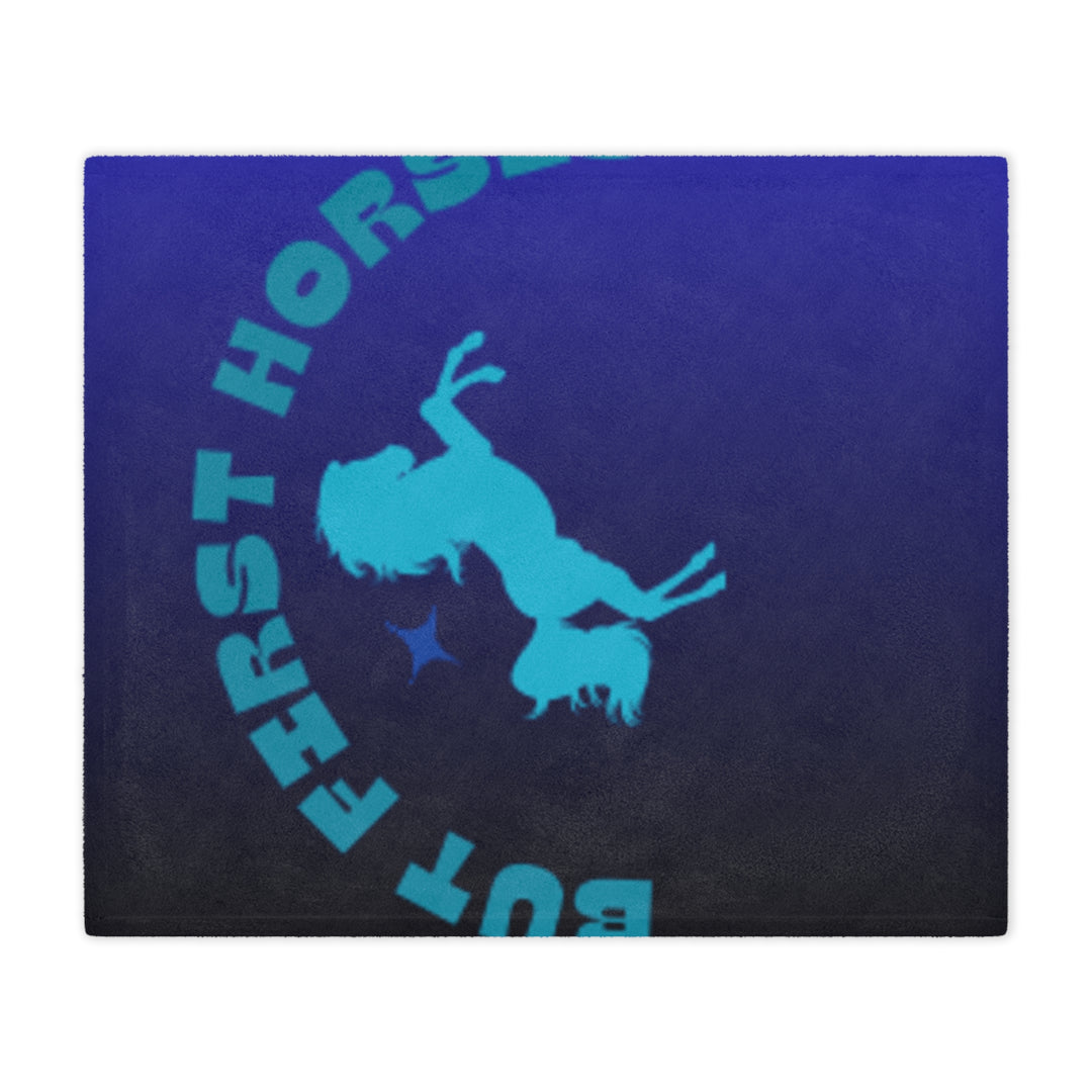 But First Horses Minky Blanket – Cozy horse Throw for Horse Lovers