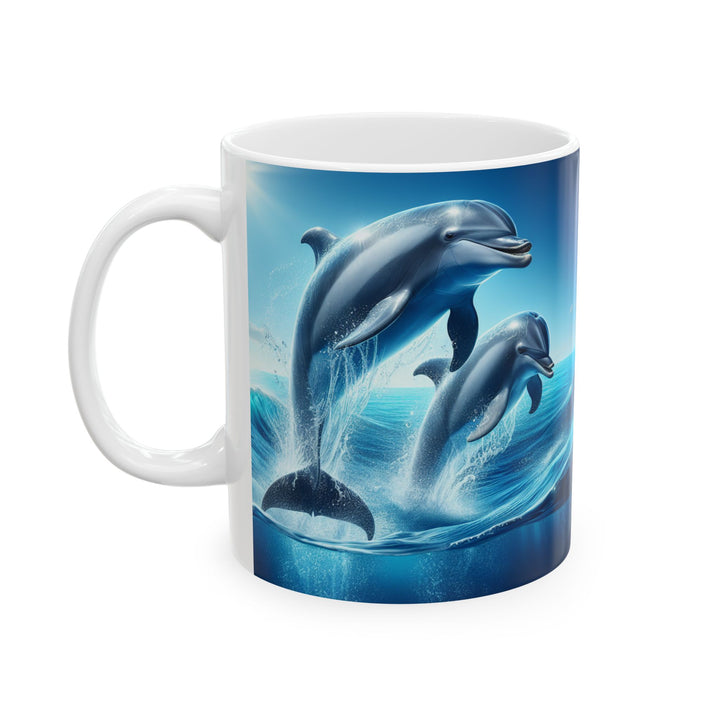Dolphin Waves Ceramic Mug - Ocean-Themed Coffee Cup for Sea Lovers