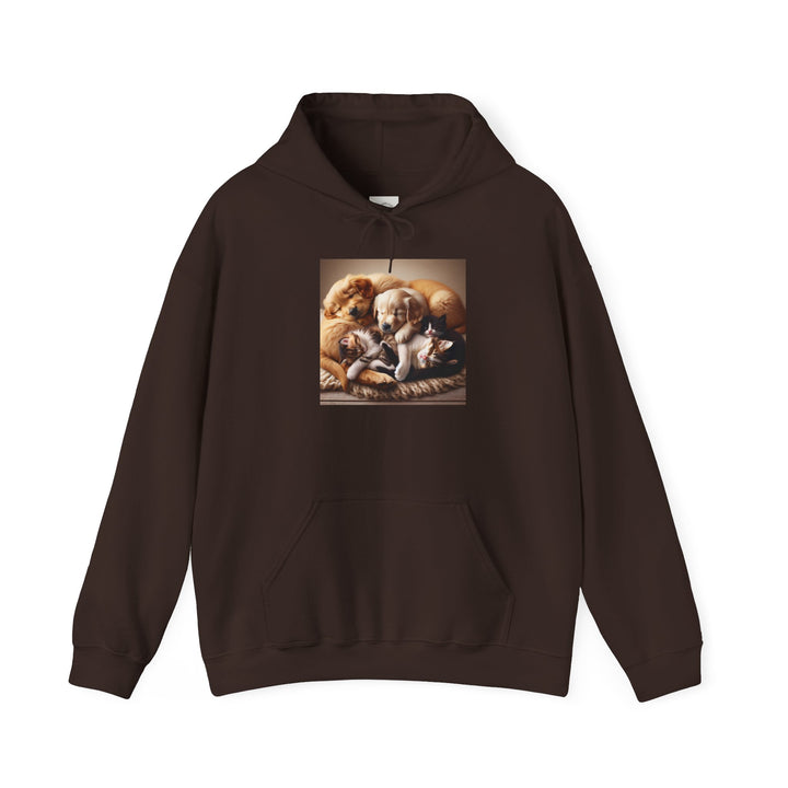 Cozy Pet Pals Hooded Sweatshirt - Animal Lover Gift, Cute Hoodie, Dog Cat Sweatshirt, Casual Wear, Cozy Gift