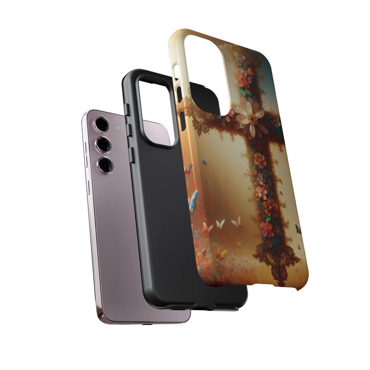Floral Cross Phone Case, Tough Cases for Christians, Religious Gifts, Cute Floral Accessories, Chic Phone Cover, Spring Vibes