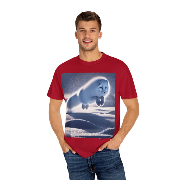 Snow Fox Jumping Unisex Garment-Dyed T-Shirt