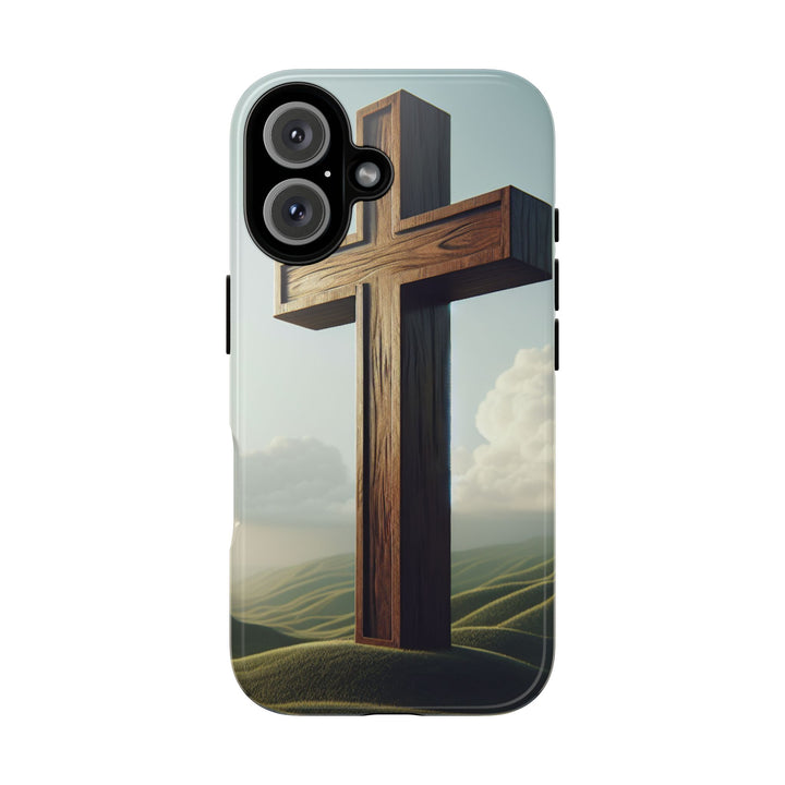 Wooden Cross Phone Case, Inspirational Gift, Christian Decor, Faith-Based Accessory, Unique Tech Gift