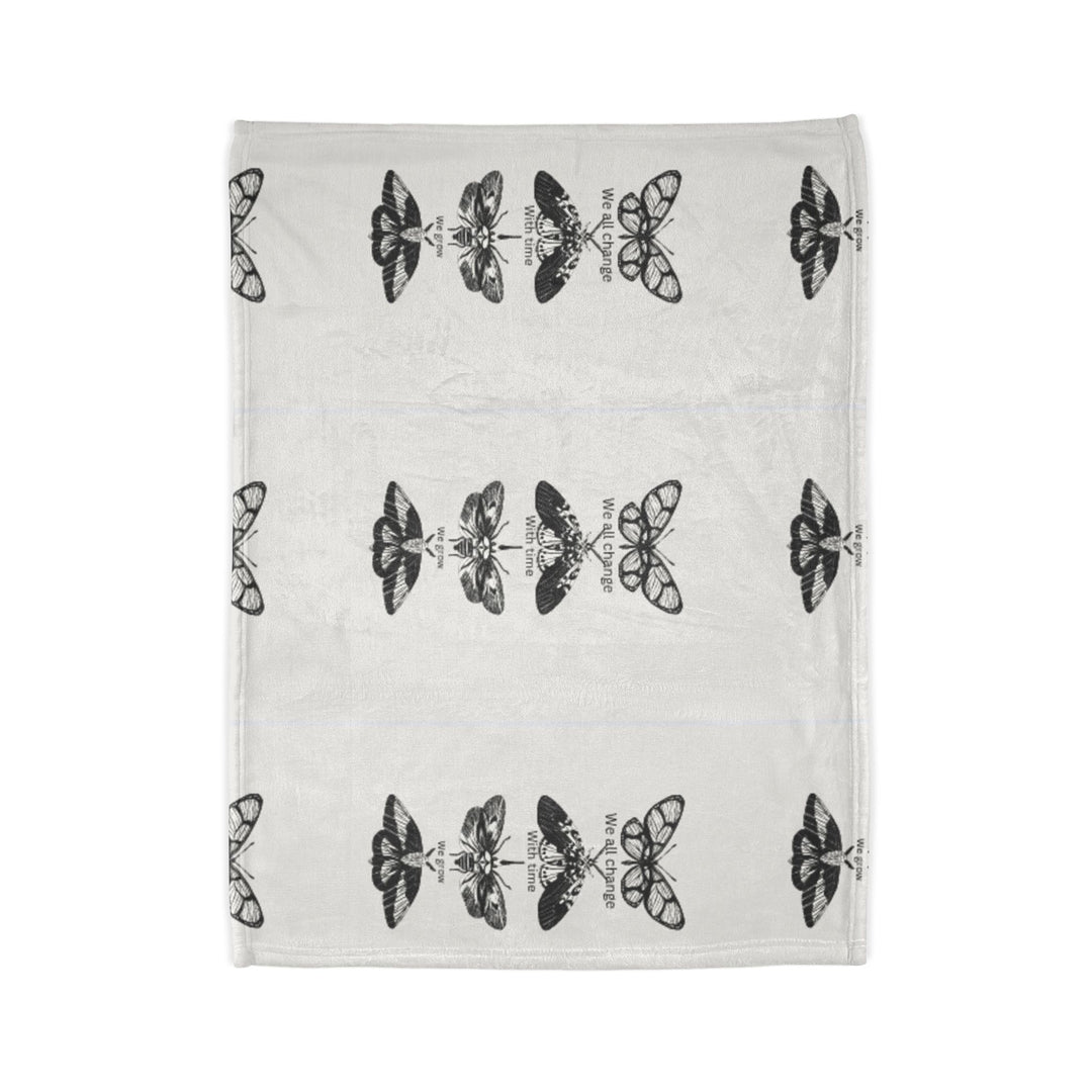 Inspirational Moths Blanket - Soft Polyester Throw with 'We All Change With Time' Design - Perfect for Cozy Evenings