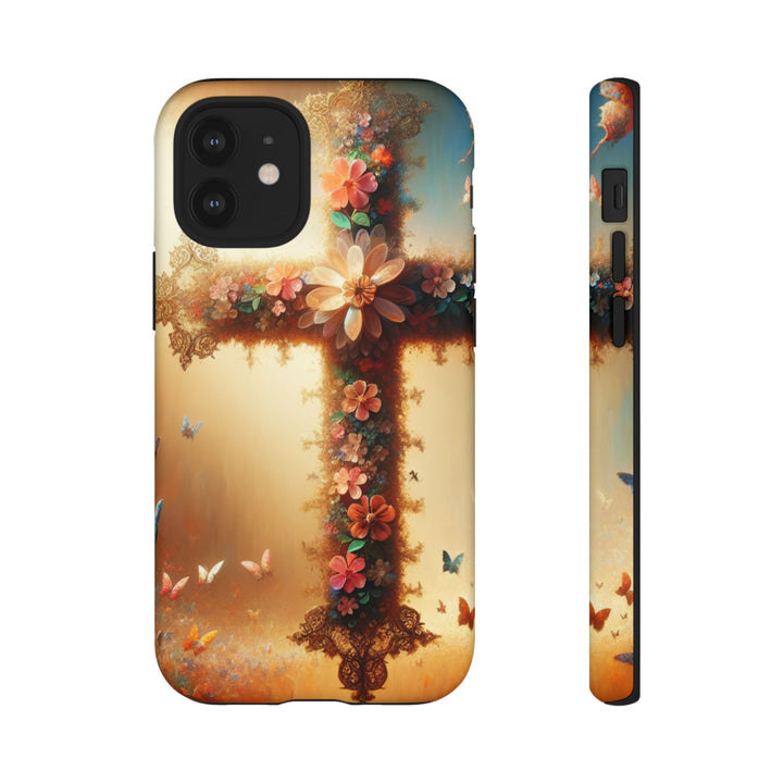Floral Cross Phone Case, Tough Cases for Christians, Religious Gifts, Cute Floral Accessories, Chic Phone Cover, Spring Vibes