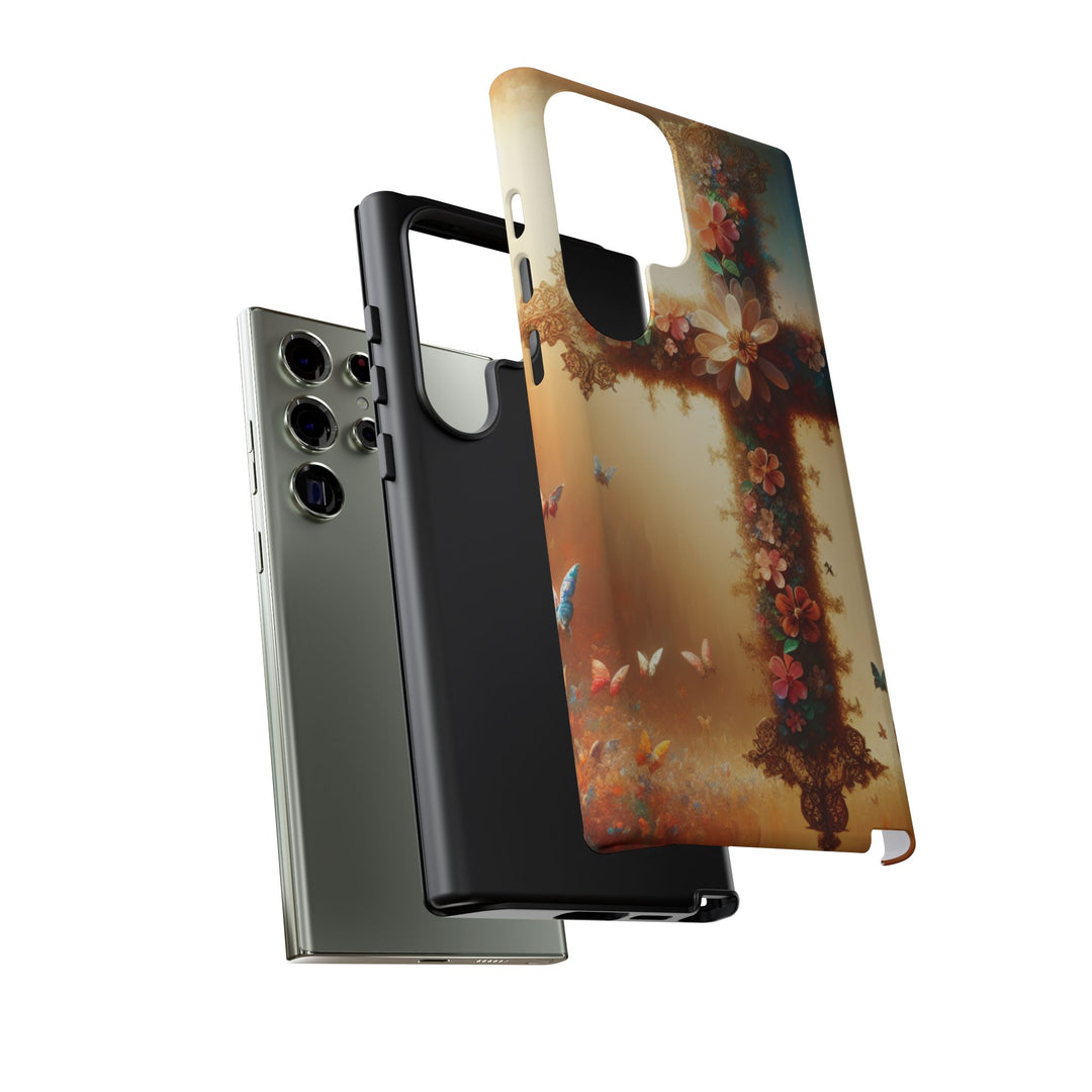 Floral Cross Phone Case, Tough Cases for Christians, Religious Gifts, Cute Floral Accessories, Chic Phone Cover, Spring Vibes