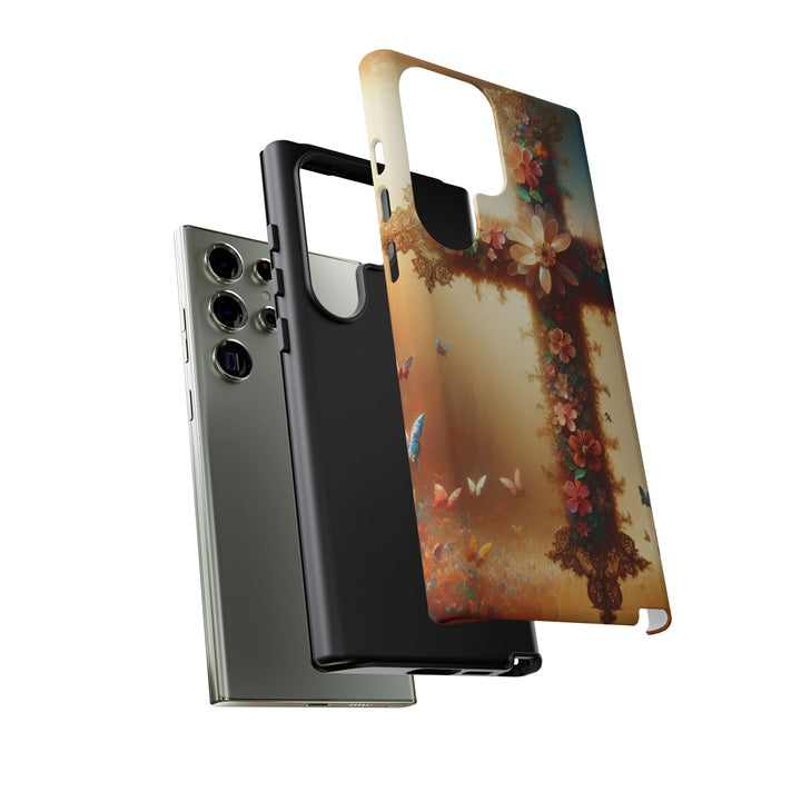 Floral Cross Phone Case, Tough Cases for Christians, Religious Gifts, Cute Floral Accessories, Chic Phone Cover, Spring Vibes