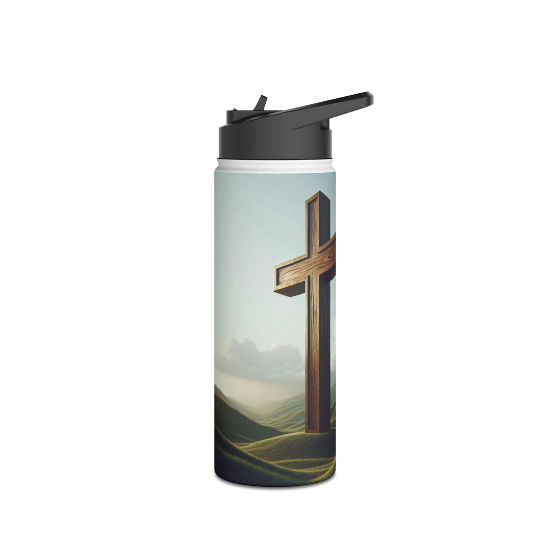 Inspirational Stainless Steel Water Bottle with Cross Design, Eco-Friendly Hydration, Travel Mug, Fitness Gift, Christian Accessories