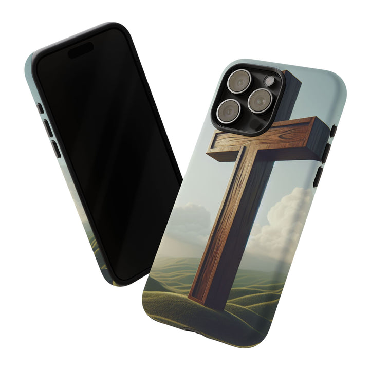 Wooden Cross Phone Case, Inspirational Gift, Christian Decor, Faith-Based Accessory, Unique Tech Gift