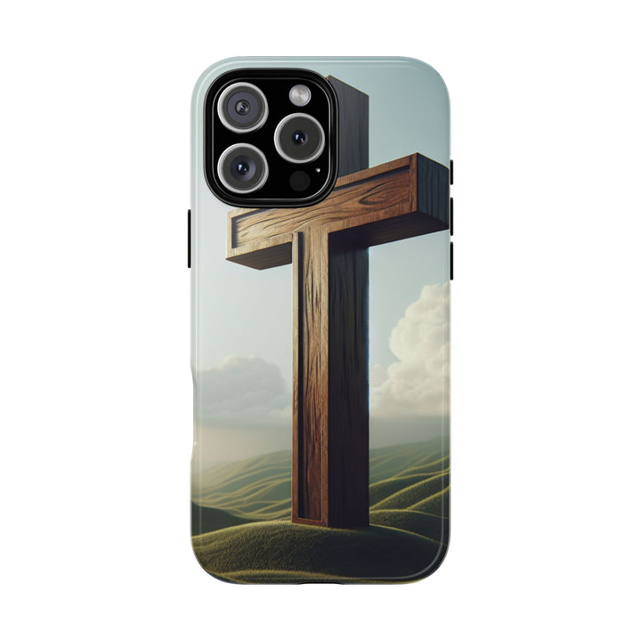 Wooden Cross Phone Case, Inspirational Gift, Christian Decor, Faith-Based Accessory, Unique Tech Gift
