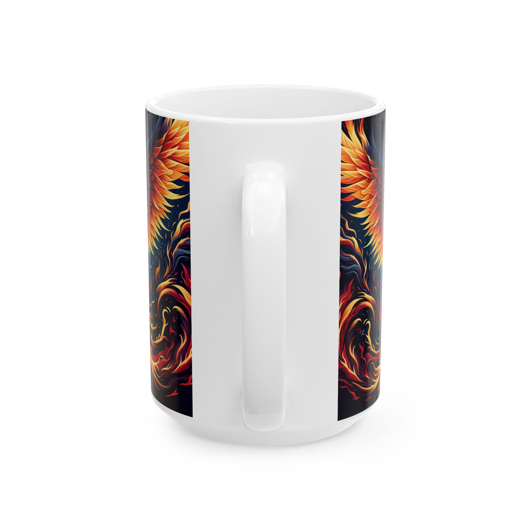 Vibrant Phoenix Ceramic Mug - Perfect Coffee Cup for Hot Drinks, Gift for Fire Sign Lovers, Fantasy Art, Unique Home Decor, Birthday Present