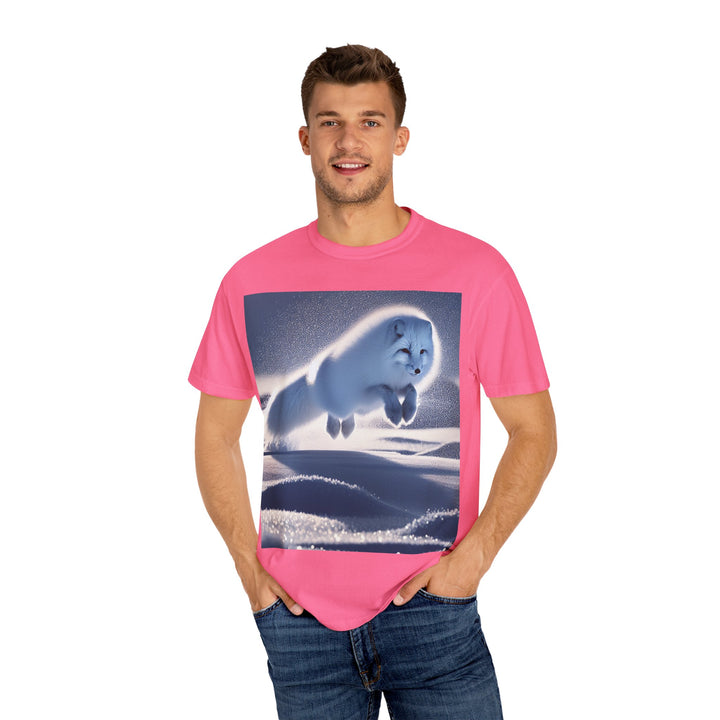 Snow Fox Jumping Unisex Garment-Dyed T-Shirt