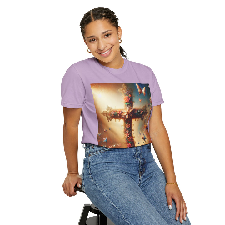 Faith-Inspired Floral Cross T-Shirt, Inspirational Tee, Religious Gift, Christian Apparel, Casual Wear, Everyday T-Shirt