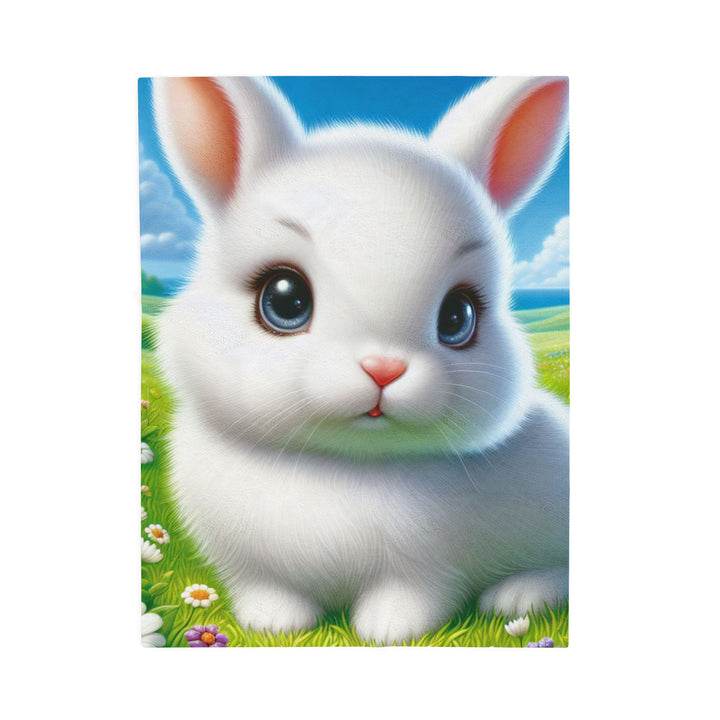 Cute Bunny Velveteen Plush Blanket - Soft & Cozy for Kids and Bunny Lovers