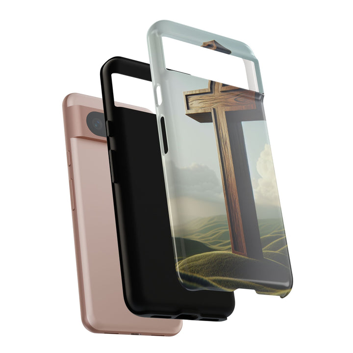 Wooden Cross Phone Case, Inspirational Gift, Christian Decor, Faith-Based Accessory, Unique Tech Gift