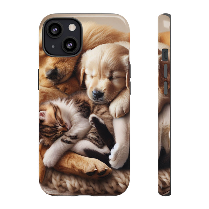 Cute Pets Phone Case - Adorable Puppy and Kitten Design, Animal Lover Gift
