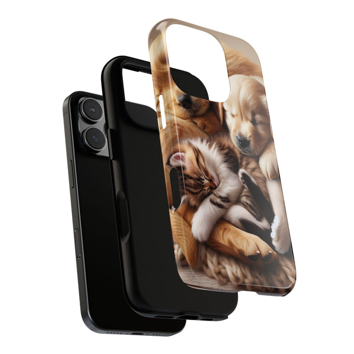 Cute Pets Phone Case - Adorable Puppy and Kitten Design, Animal Lover Gift