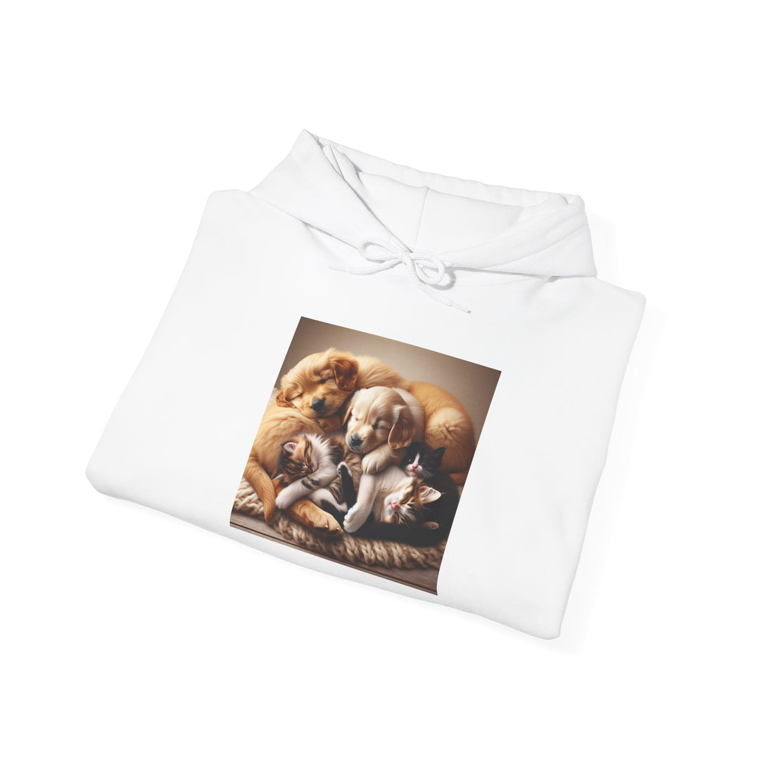 Cozy Pet Pals Hooded Sweatshirt - Animal Lover Gift, Cute Hoodie, Dog Cat Sweatshirt, Casual Wear, Cozy Gift