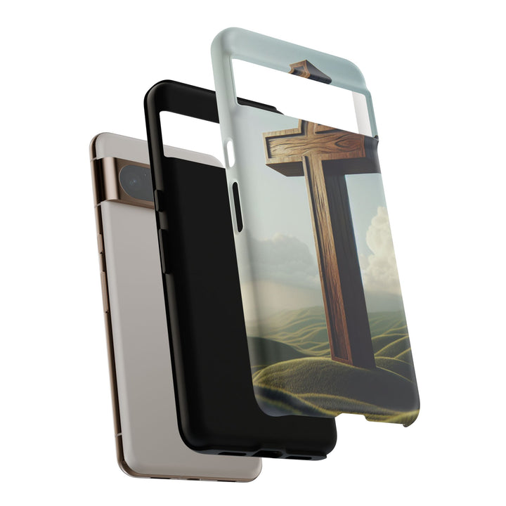 Wooden Cross Phone Case, Inspirational Gift, Christian Decor, Faith-Based Accessory, Unique Tech Gift