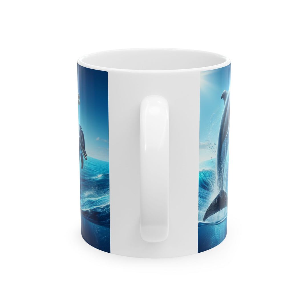 Dolphin Waves Ceramic Mug - Ocean-Themed Coffee Cup for Sea Lovers
