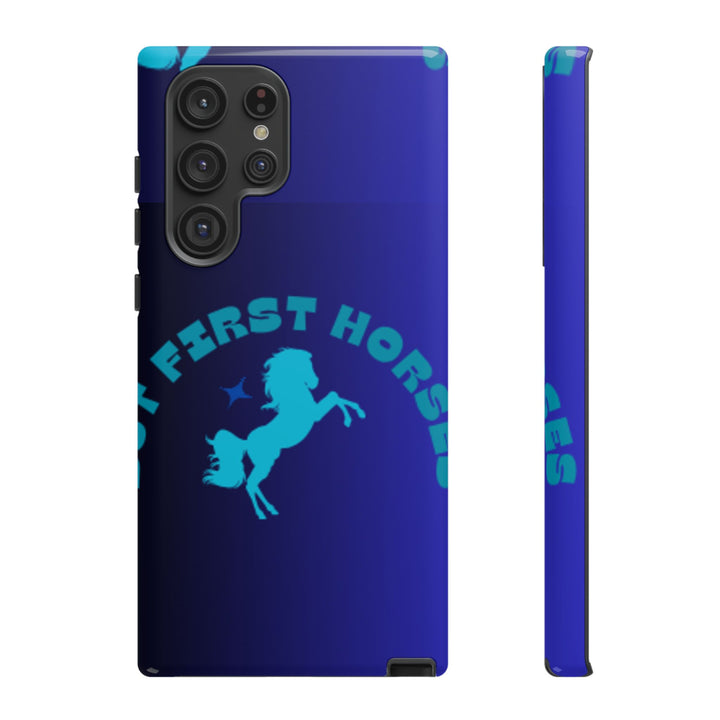 But First Horses Phone Case – Durable Tough Case for Horse Lovers