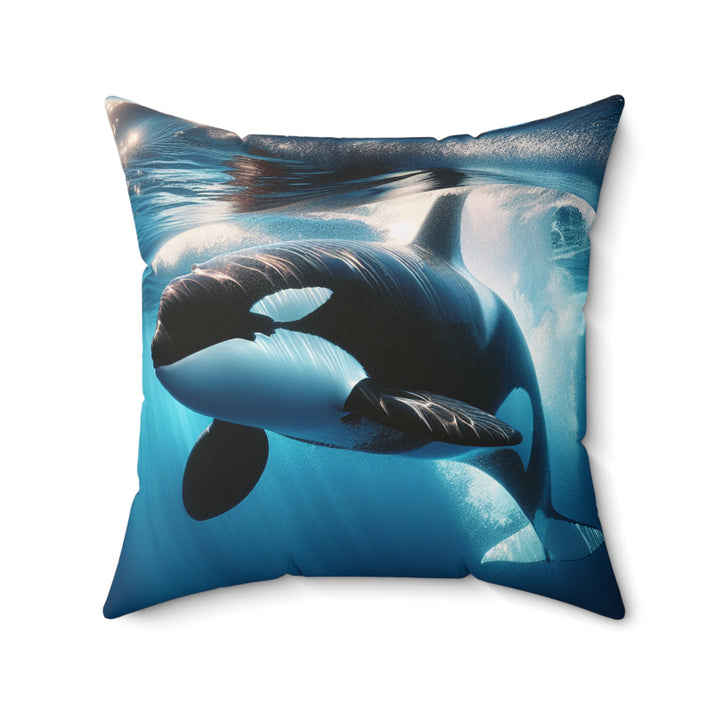 Orca Ocean-Themed Throw Pillow, Marine Life Decor, Nautical Home Accent, Coastal Living Gift, Whale Lover Cushion
