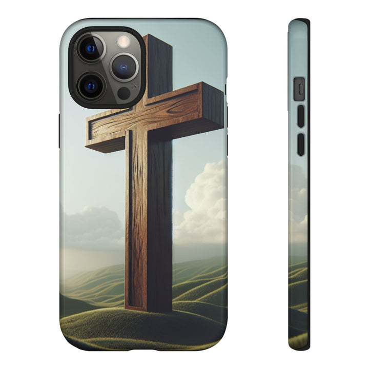 Wooden Cross Phone Case, Inspirational Gift, Christian Decor, Faith-Based Accessory, Unique Tech Gift