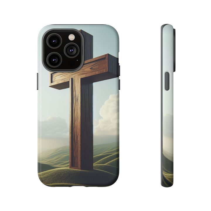 Wooden Cross Phone Case, Inspirational Gift, Christian Decor, Faith-Based Accessory, Unique Tech Gift