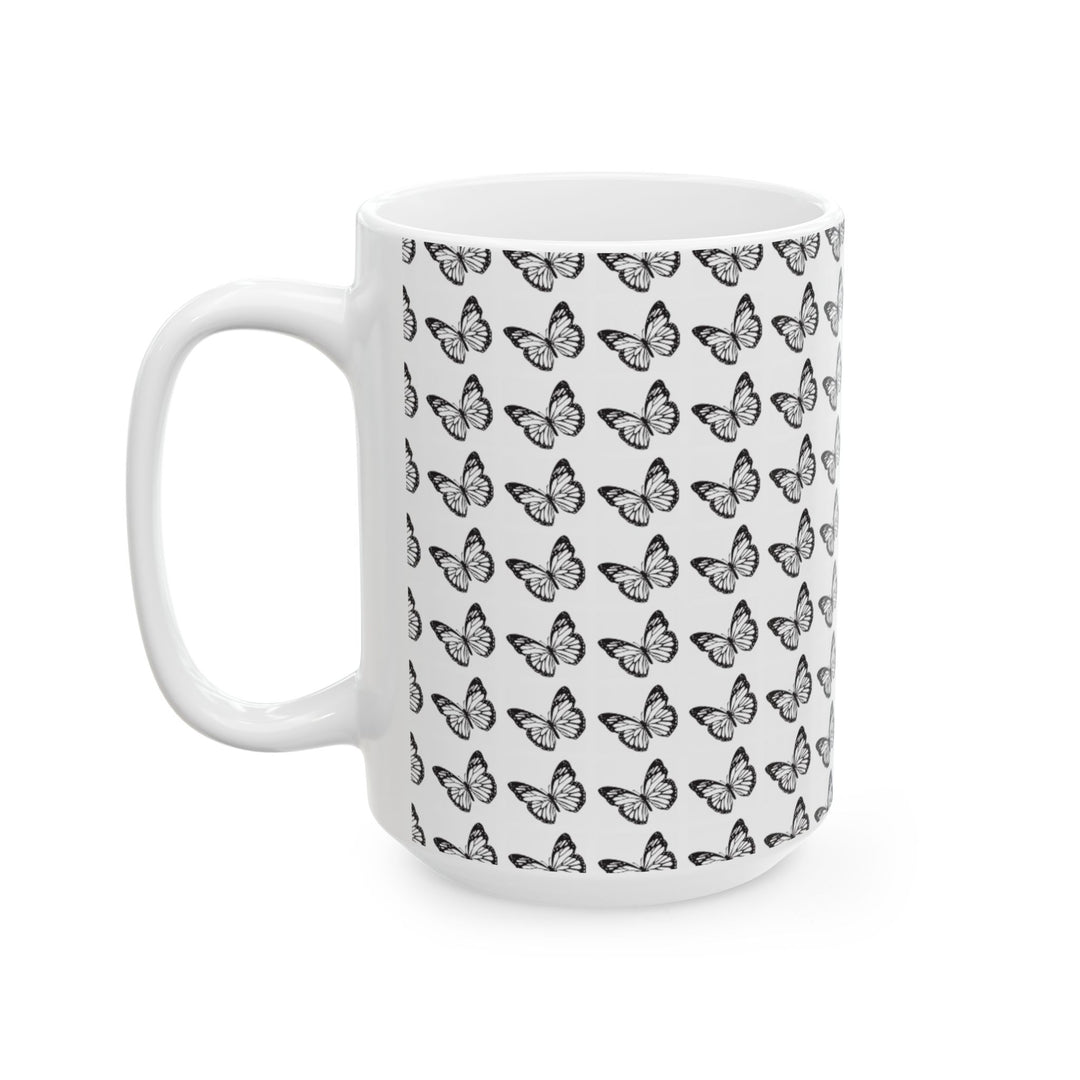 Butterfly Pattern Ceramic Mug - Elegant Gift for Nature Lovers