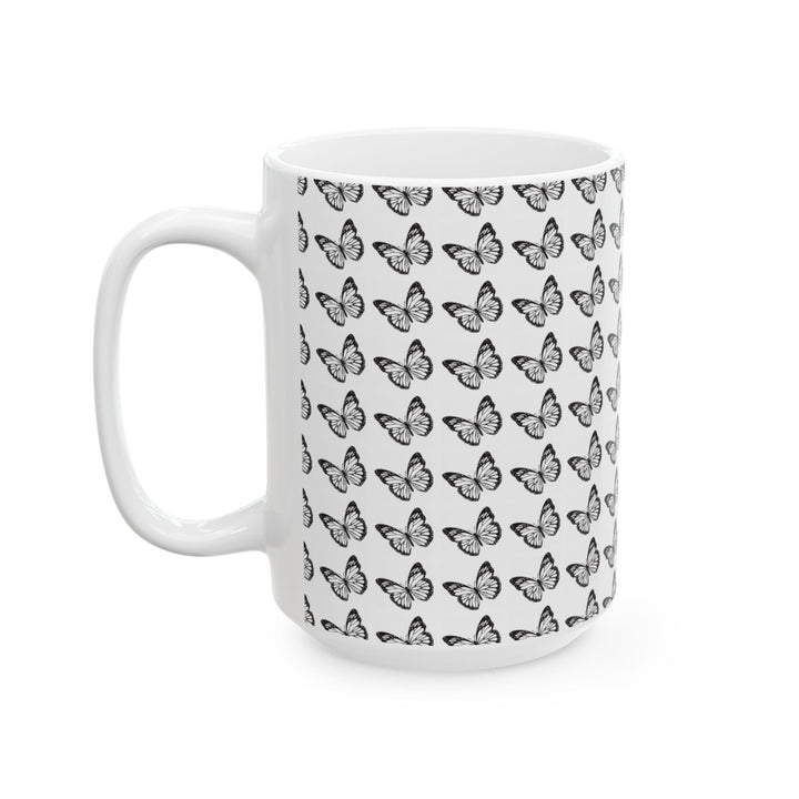 Butterfly Pattern Ceramic Mug - Elegant Gift for Nature Lovers