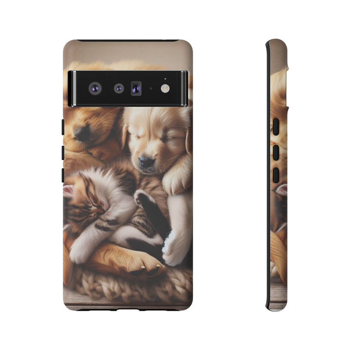 Cute Pets Phone Case - Adorable Puppy and Kitten Design, Animal Lover Gift