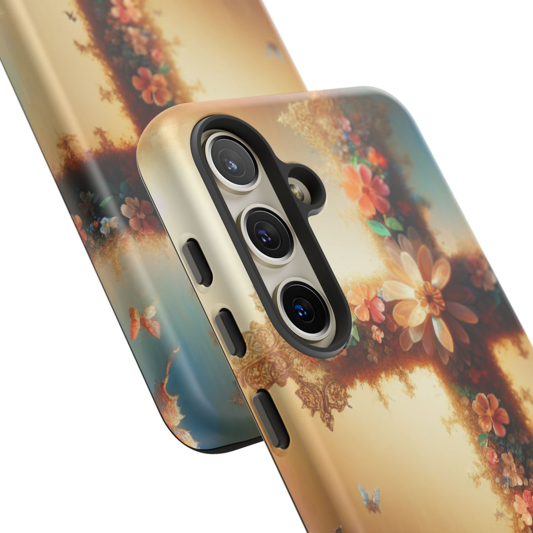 Floral Cross Phone Case, Tough Cases for Christians, Religious Gifts, Cute Floral Accessories, Chic Phone Cover, Spring Vibes