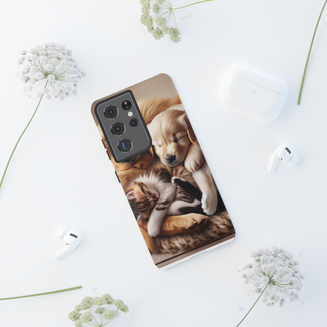 Cute Pets Phone Case - Adorable Puppy and Kitten Design, Animal Lover Gift