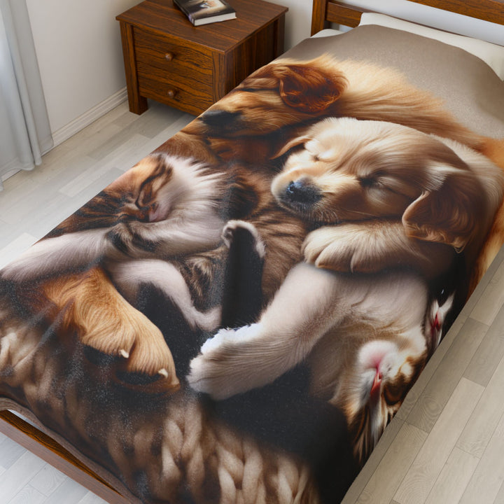 Cozy Pet-Themed Velveteen Plush Blanket - Perfect for Animal Lovers