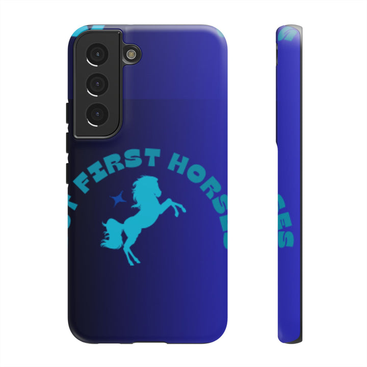 But First Horses Phone Case – Durable Tough Case for Horse Lovers
