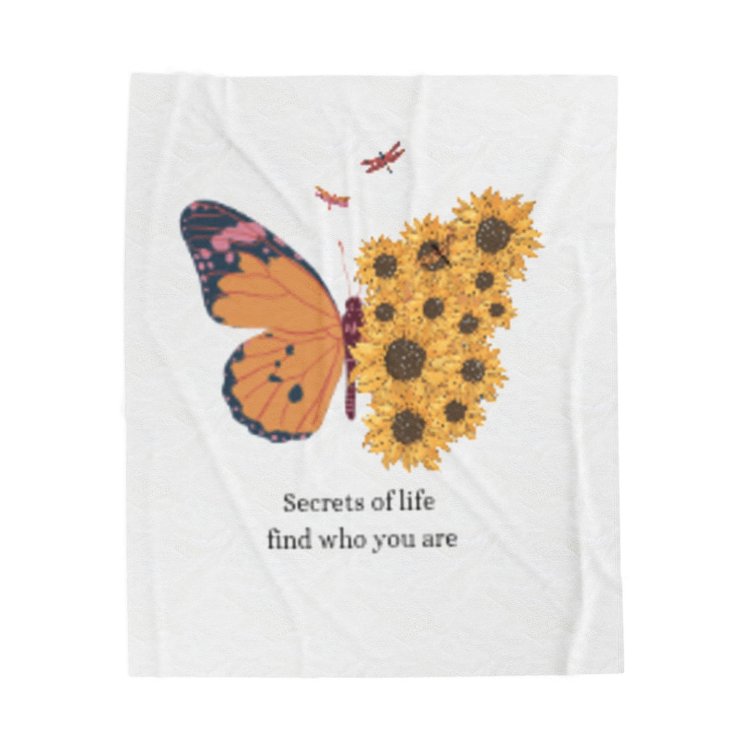 Inspiring Velveteen Plush Blanket - "Secrets of Life Find Who You Are"