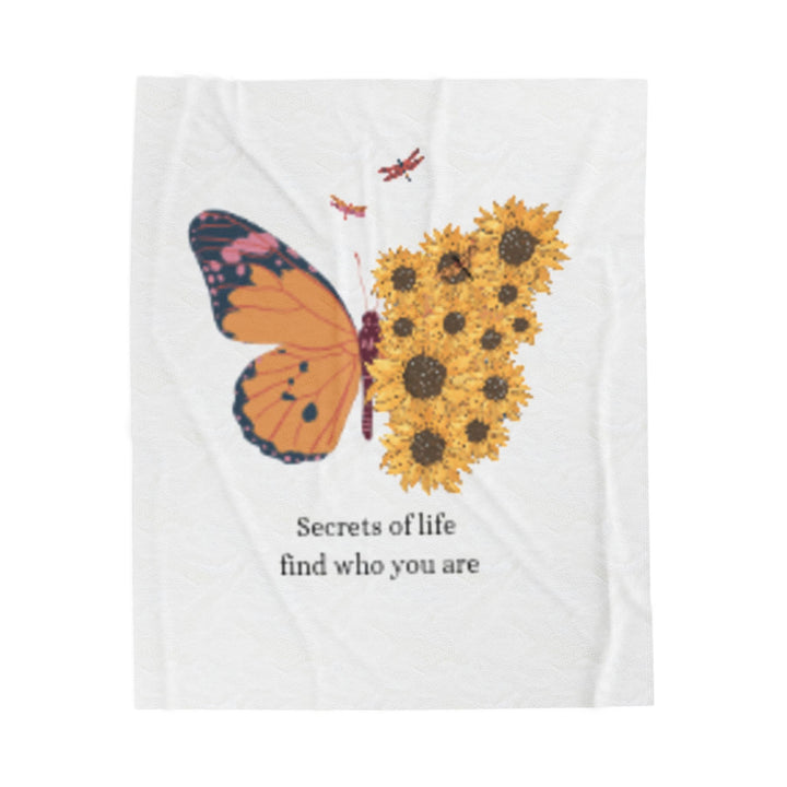 Inspiring Velveteen Plush Blanket - "Secrets of Life Find Who You Are"