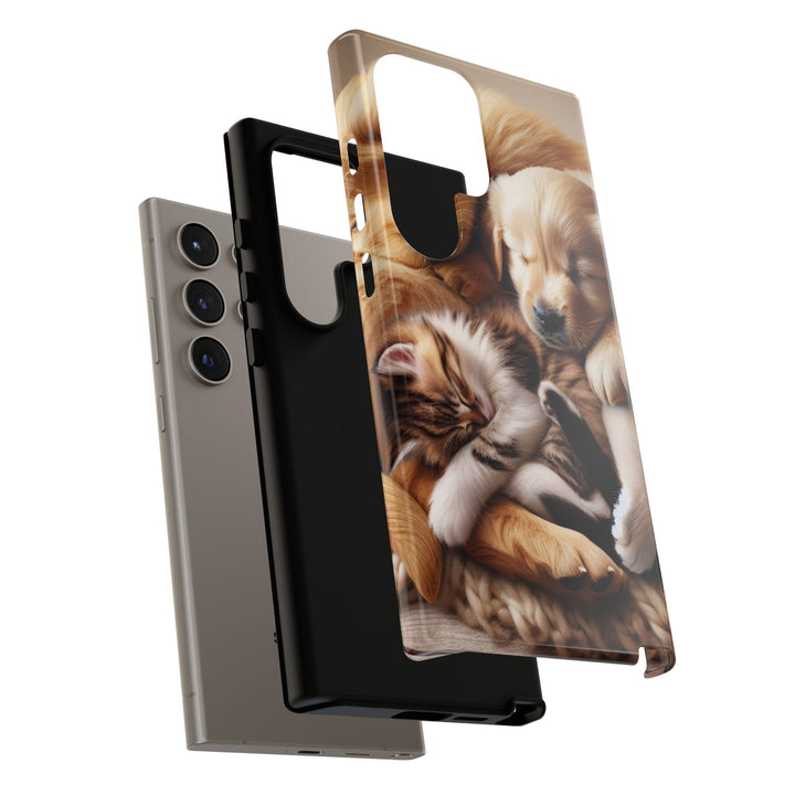Cute Pets Phone Case - Adorable Puppy and Kitten Design, Animal Lover Gift