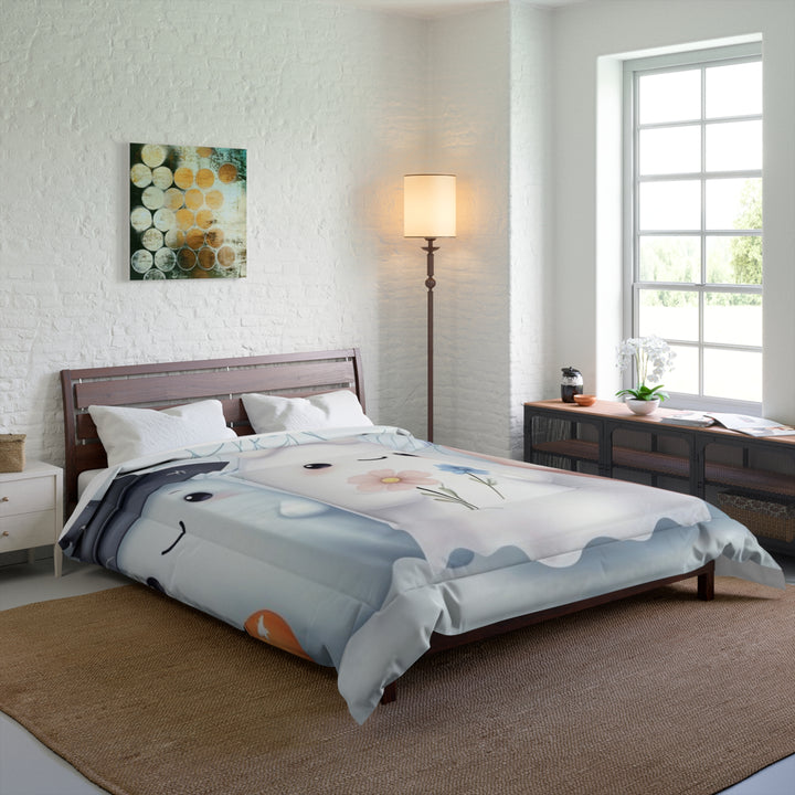 Cute & Cursed Ghost Comforter | Spooky Bedding for Halloween | Cozy Bedroom Decor | Kids' Room | Whimsical Home Accents