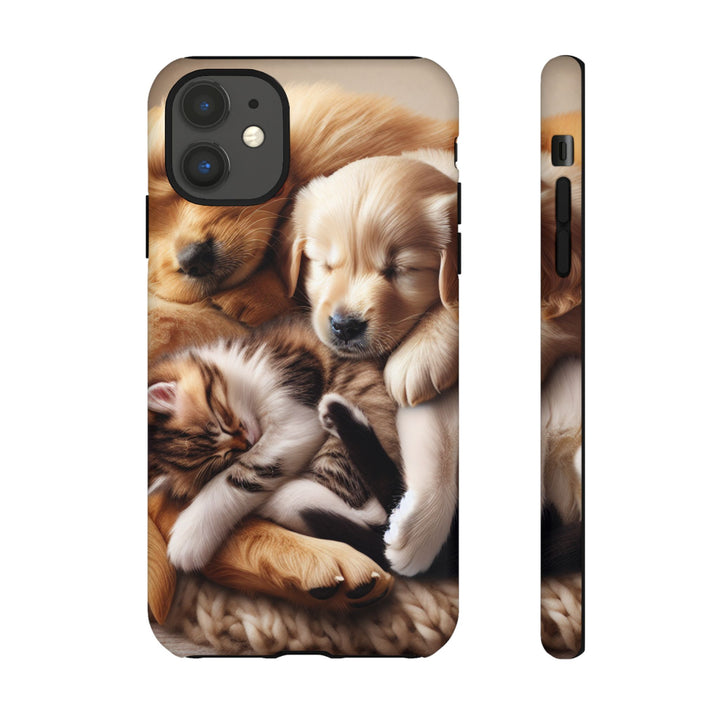 Cute Pets Phone Case - Adorable Puppy and Kitten Design, Animal Lover Gift