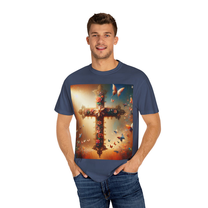 Faith-Inspired Floral Cross T-Shirt, Inspirational Tee, Religious Gift, Christian Apparel, Casual Wear, Everyday T-Shirt