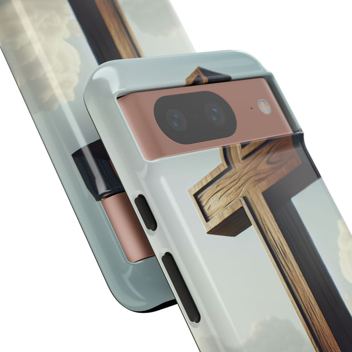 Wooden Cross Phone Case, Inspirational Gift, Christian Decor, Faith-Based Accessory, Unique Tech Gift