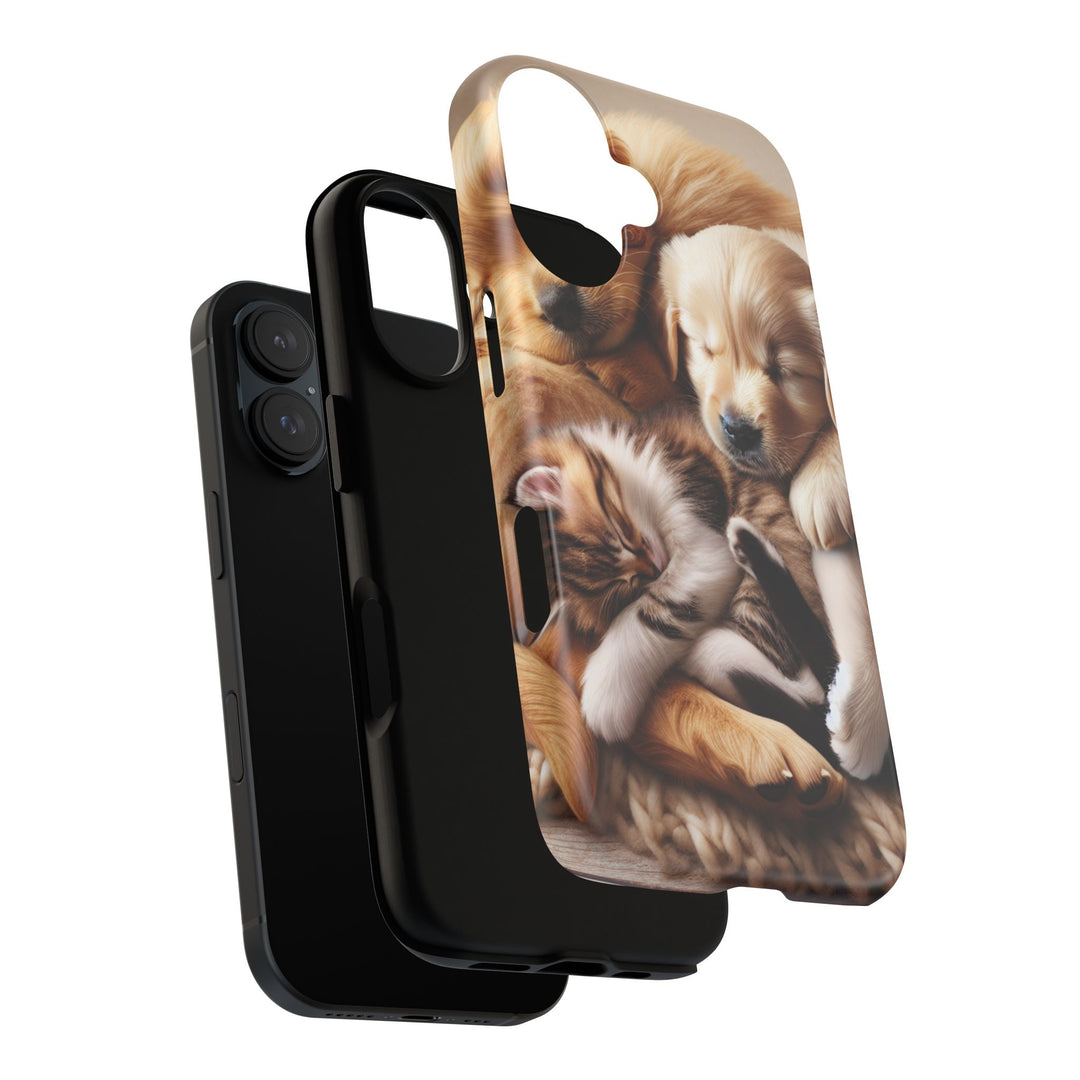 Cute Pets Phone Case - Adorable Puppy and Kitten Design, Animal Lover Gift