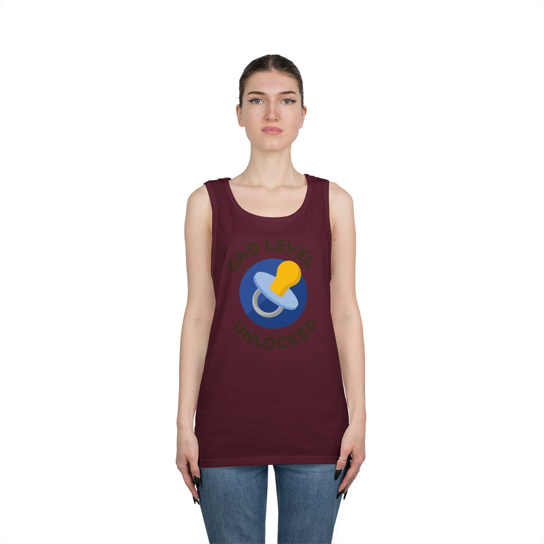Dad Level Unlocked Tank Top - Unisex Heavy Cotton Sleeveless Shirt for New Dads
